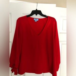 CeCe blouse with ties on sleeves